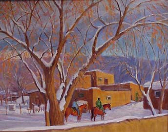 Taos Pueblo - January Afternoon oil  painting 30k jpeg