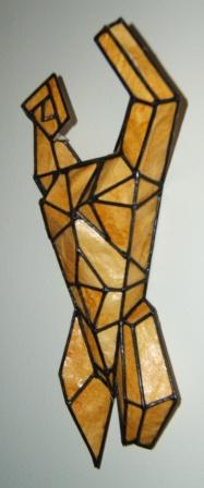 Wire frame torso, paper and wood, 2005