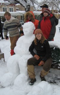 Santa Fe, NM - Hubert, Glenda, Jeff and Peyton Pollard enjoy record snowfall