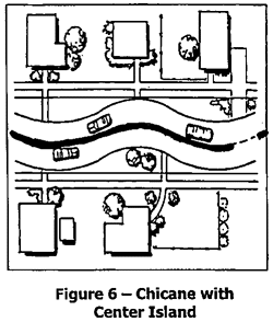 chicane with center island