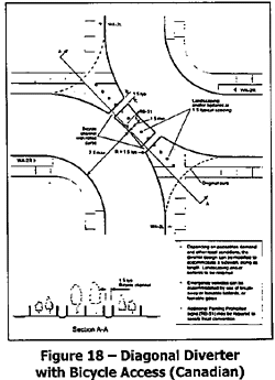 diagonal diverter with bicycle access