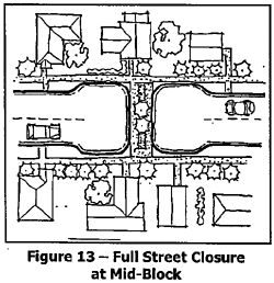 full street closure at mid-block